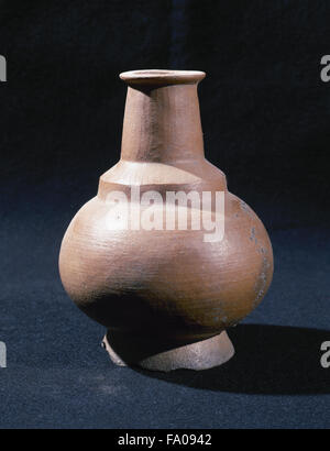 Präkolumbische Kunst. Pre-Inka. Pazaleo Kultur (700-1500 n. Chr.). Aus Ecuador. Keramikgefäß. 16 x 11cm (Durchmesser).  Privatsammlung. Stockfoto