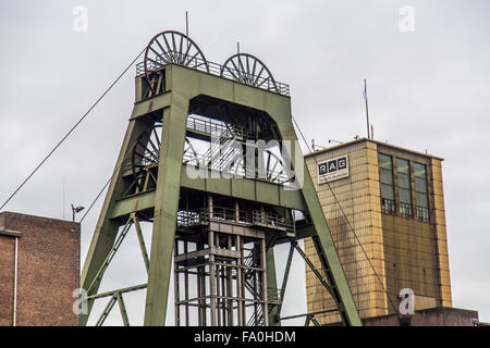 Zeche Auguste Victoria in Marl, Deutschland, Förderturm des Schachtes 3, die Mine wurde im Dezember 2015, nach 116 Jahren geschlossen Stockfoto