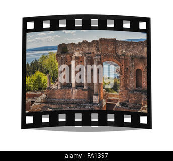 Das antike Theater von Taormina ist auch bekannt als Teatro Greco (griechisches Theater), Provinz Messina, Sizilien, Italien, Europa Stockfoto