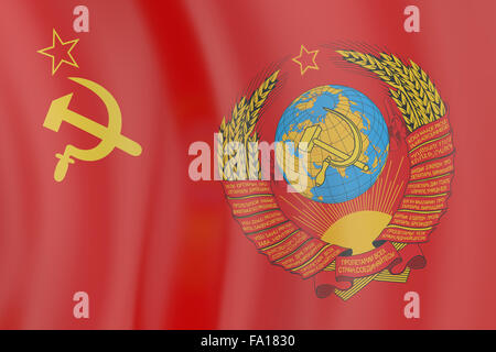 Flagge und Wappen der UdSSR Stockfoto