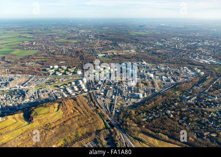 Luftaufnahme, Raffinerie BP Gelsenkirchen, Ruhr Oel GmbH Sabic, Gelsenkirchen, Ruhrgebiet, Nordrhein-Westfalen, Deutschland, Europa, Stockfoto