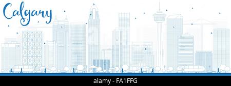 Skyline von Calgary Umriss mit blauen Gebäude. Vektor-Illustration. Business-Reisen und Tourismus-Konzept mit modernen Gebäuden Stock Vektor