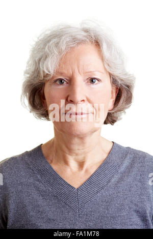 Kopfschuss einer schönen alten lächelnde Frau Stockfoto