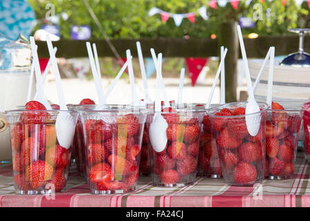 Frische Erdbeeren auf Kirmes Stockfoto