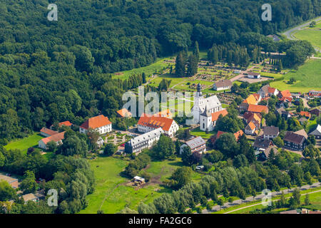 Luftaufnahme, Kirchwelver, Welver Kloster und Klosterkirche, ehemalige Zisterzienserkloster, Welver, Ruhrgebiet, Stockfoto