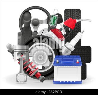 Auto-Konzept-Symbole Vektor-Illustration isoliert auf weißem Hintergrund Stock Vektor