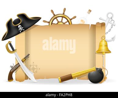 Piraten-Konzept-Symbole Vektor-Illustration isoliert auf weißem Hintergrund Stock Vektor