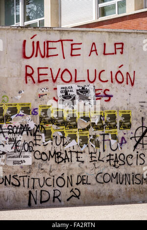 Madrid Spanien,Hispanic Moncloa-Aravaca,Complutense Universität Madrid,Universidad Complutense de Madrid,Campus,Schule,Graffiti,politische Botschaft,revo Stockfoto