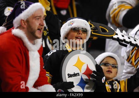 Pittsburgh, PA, USA. 20. Dezember 2015. Steelers-Fans während der Denver Broncos Vs Pittsburgh Steelers Spiel bei Heinz Field in Pittsburgh, PA. Jason Pohuski/CSM/Alamy Live-Nachrichten Stockfoto