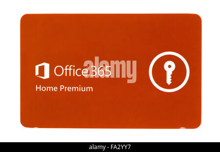 Microsoft Office 365 Home Premium auf einem weißen Hintergrund Stockfoto