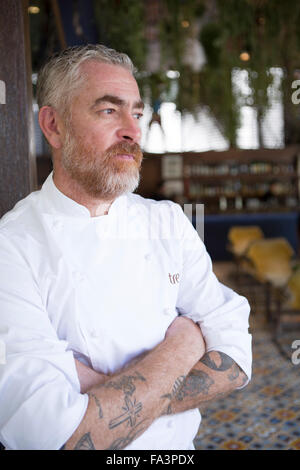 Brasilianische Sternekoch und Inhaber der DOM und Dalva e Dito Restaurants in Sao Paulo, Alex Atala Stockfoto