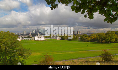 Kanarische Wharfe & Londoner vom Greenwich Park Stockfoto