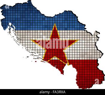 Jugoslawien-Karte mit Flagge im Inneren Stock Vektor