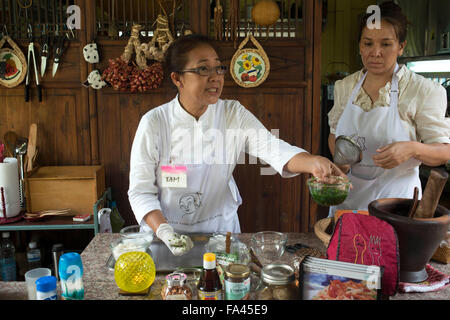 Amita Thai Kochschule. Bangkok. Thailand. Amita Thai Cooking Class befindet sich in der Landschaft des Flusses Chao Phraya, Stockfoto