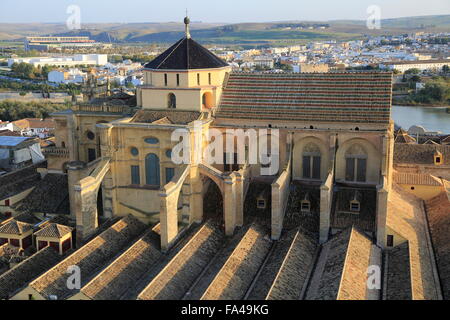 Erhöhten Winkel Ansicht der großen Moschee Mezquita-Kathedrale, ehemalige Moschee, die Gebäude in Central, Cordoba, Spanien Stockfoto