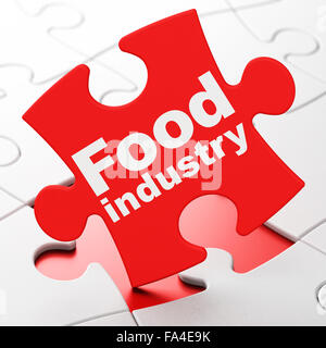 Manufacuring Konzept: Lebensmittelindustrie auf Puzzle-Hintergrund Stockfoto