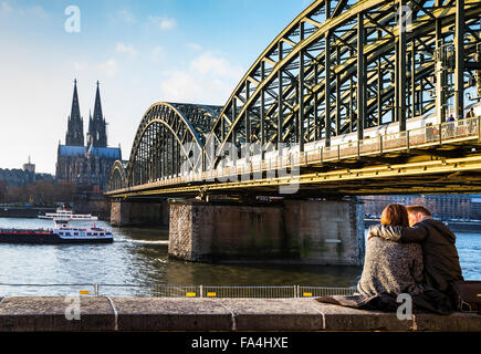 Hohenzollern Brücke, Köln, Deutschland Stockfoto