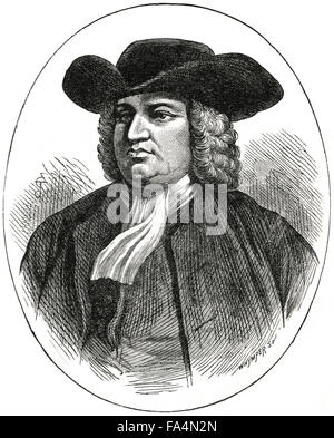 William Penn (1644-1718), Gründer der englischen Kolonie Pennsylvania buchen Illustration aus "Indische Schrecken oder Massaker der roten Männer" von Henry Davenport Northrop, 1891 Stockfoto