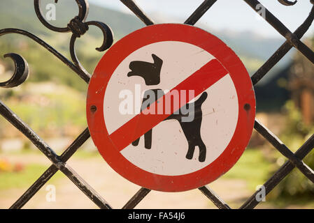 Keine Hunde Schild am Tor, Kärnten, Österreich Stockfoto