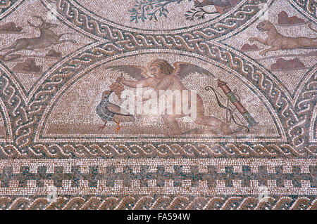 Römischen iberischen Stadt von Castulo, Mosaik der Liebe - Detail, Linares, Jaen Provinz, Region von Andalusien, Spanien, Europa Stockfoto