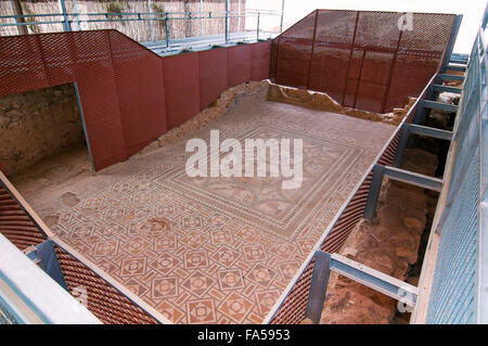 Römischen iberischen Stadt von Castulo, Mosaik liebt, Linares, Jaen Provinz, Region von Andalusien, Spanien, Europa Stockfoto