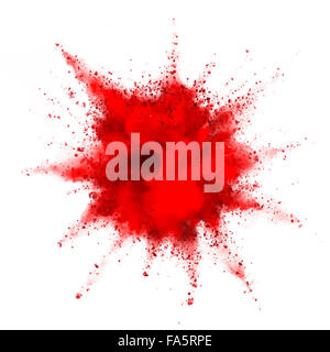 rotes Pulver-Explosion isoliert auf weißem Hintergrund Stockfoto