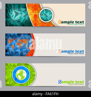 Coole Banner-Set von drei mit abstrakten geometrischen Formen Stockfoto
