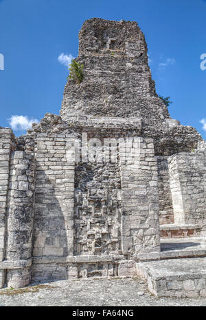 Struktur I, Xpujil archäologische Zone, Campeche, Mexiko Stockfoto