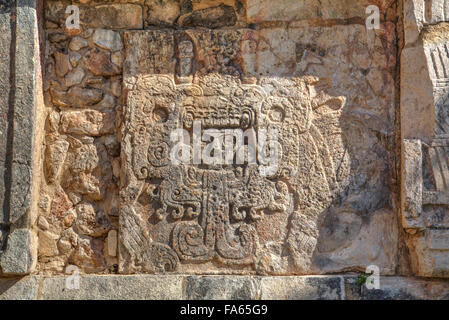 Geschnitzte Relief, Plattform der Venus, Chichen Itza, UNESCO World Heritage Site, Yucatan, Mexiko Stockfoto