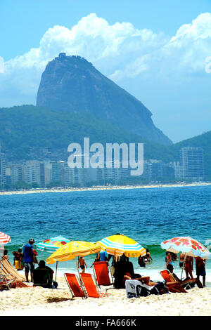 Copacabana-Strand und Zuckerhut Rio De Janeiro-Brasilien Stockfoto