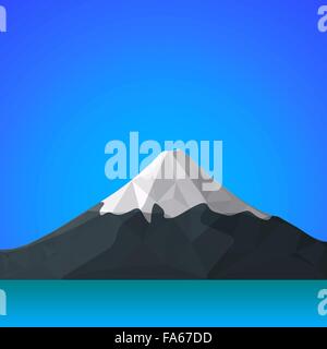 Vektor-farbige flache Bauweise polygonalen Japan Fujiyama Berg blauen Himmel Wasser Landschaft Illustration Hintergrund Stock Vektor