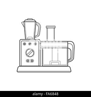 monochrome Kontur Küche Küchenmaschine isoliert schwarzen Umriss Vektorgrafik auf weißem Hintergrund Stock Vektor