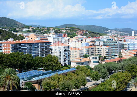 Blick auf Stadt Calella in Costa Brava, Spanien. Stockfoto