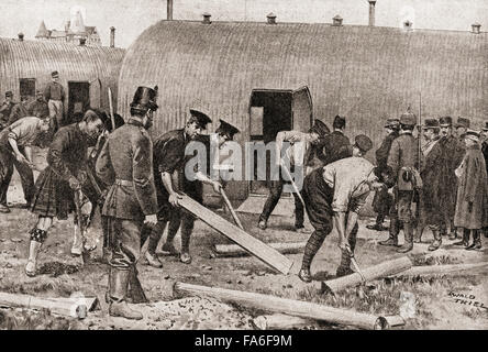 Englische und französische Gefangene arbeiten in einem Kriegsgefangenenlager in Paderborn, Deutschland während des ersten Weltkriegs. Stockfoto