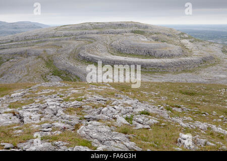 Erodierte Kalksteinhügel in die Burren auf dem Spaziergang Mullaghmore Loop - County Clare, Irland Stockfoto