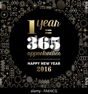 Frohes neues Jahr 2016 Inspiration Zitat Poster mit Geometrie-Element Dekoration Hintergrund in Goldfarbe. EPS10 Vektor. Stock Vektor