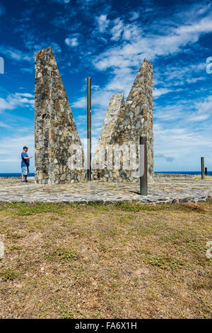 Punkt Udall, östlichste Travel Point in den Vereinigten Staaten. Für Stewert Udall benannt, es ist eine Sonnenuhr. East End von St. Croix, US Virgin Islands. Stockfoto