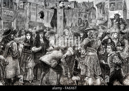 Titus Oates, 1649-1705, in der Pranger an der Pforte der Westminster Hall, eine englische Meineidige, die die Popish Plot, Ti hergestellt Stockfoto