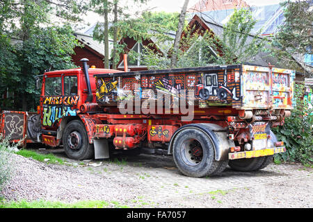 Kopenhagen, Dänemark - 28. Juli 2012: Christiania, ist auch bekannt als Freetown Christiania eine selbsternannte autonome Nachbarschaft, mit 34 Hektar im Stadtteil Christianshavn in Kopenhagen Stockfoto