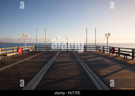 Morgen auf dem Pier in Binz, Insel Rügen, Deutschland Stockfoto