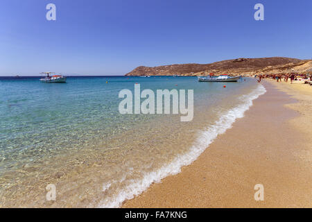 Griechenland, Kykladen-Inseln, Insel Mykonos, Strand von Elia Stockfoto