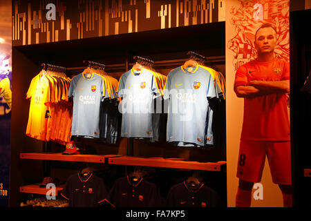 FC Barcelona Fanshop, Barcelona, Spanien, Europa Stockfoto