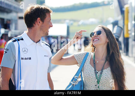 Motorsport: FIA Formel 1 Weltmeisterschaft 2014, Grand Prix von Ungarn, #22 Jenson Button (GBR, McLaren-Mercedes) und seine Freundin Jessica Michibata Stockfoto