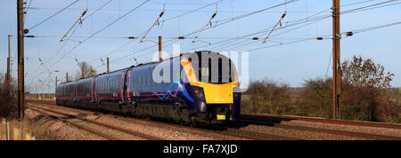 180113 Adelante Klasse trainiert erste Rumpf Betriebsgesellschaft, High Speed Diesel Train, East Coast Main Line Railway, Peterborough, C Stockfoto