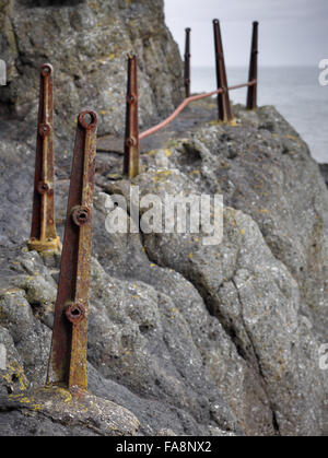 Die Klippen bei der Gobbins auf die Islandmagee Halbinsel, County Antrim, Nordirland. Stockfoto