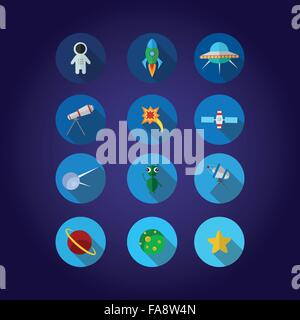 Raum-Ikonen inmitten Graphikdesigner Stock Vektor