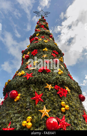 Festliche große Weihnachtsbaum mit Kugeln in Syntagma-Platz, Athen, Griechenland Stockfoto