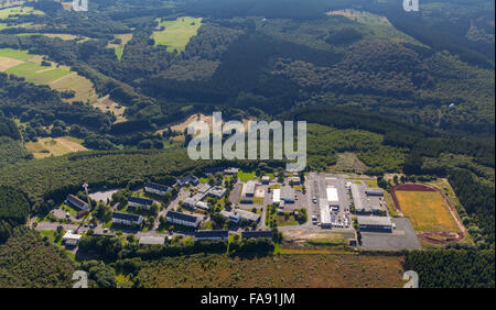 Refugee camp, Flüchtlinge Gast, ehemalige Kaserne Siegerland-Kaserne, Burbach, Siegerland, Südwestfalen, NRW Stockfoto