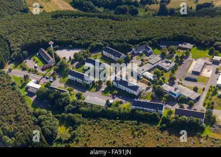 Refugee camp, Flüchtlinge Gast, ehemalige Kaserne Siegerland-Kaserne, Burbach, Siegerland, Südwestfalen, NRW Stockfoto