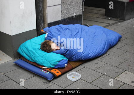 Bonn, Deutschland, Obdachlosen auf der Straße schlafen Stockfoto